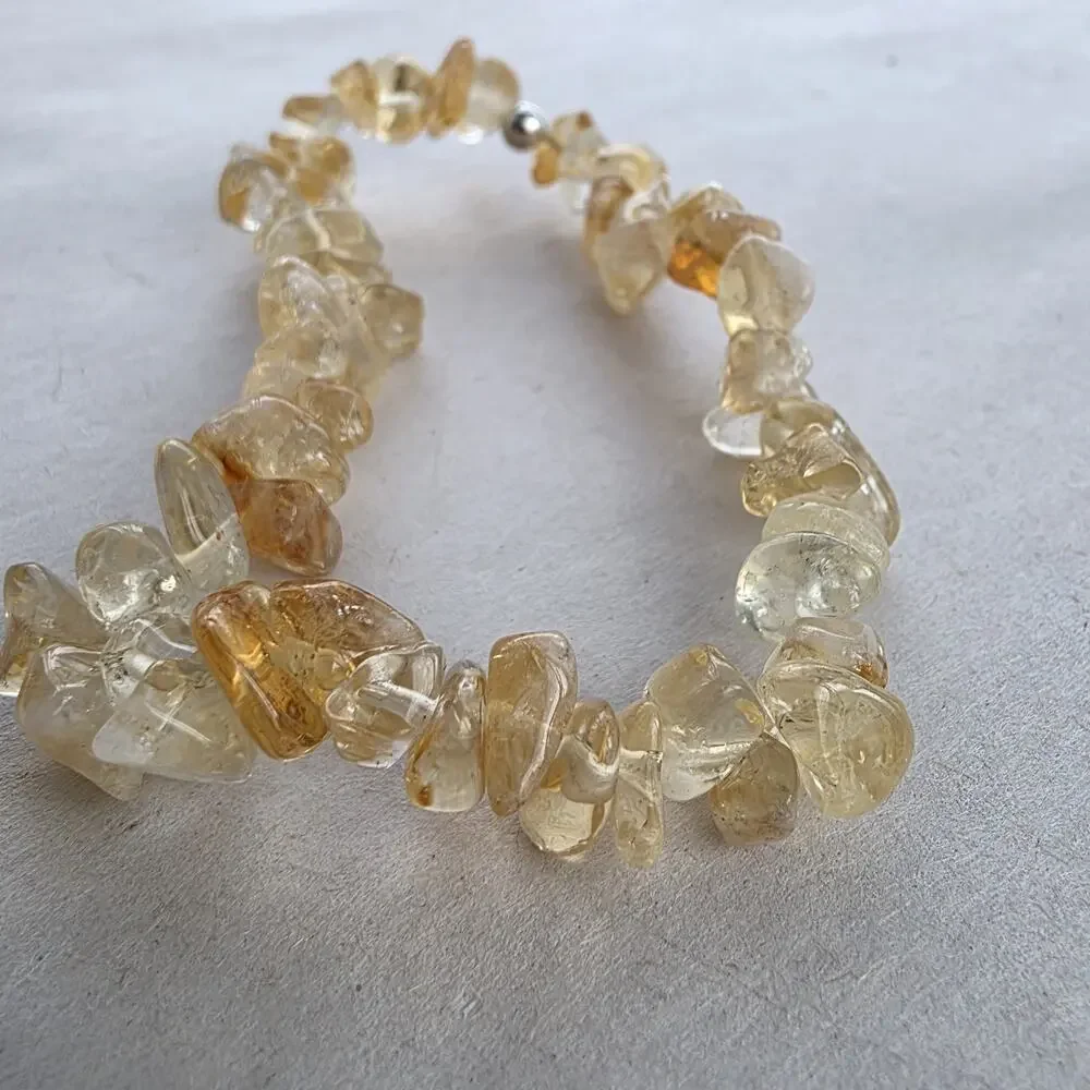 KJC HSN 925 Sterling Silver Genuine Stone Citrine stretch Bracelet‎ 7” New
